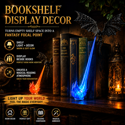Dragon Flame Book Nook Light – 3D Printed Fire-Breathing Dragon Bookshelf Decor | Buy 1 Get 1 Free