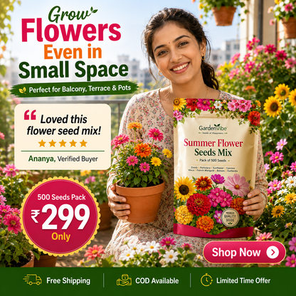 Premium Summer Flower Seeds Mix – 500 Seeds for Home Garden, Balcony & Terrace