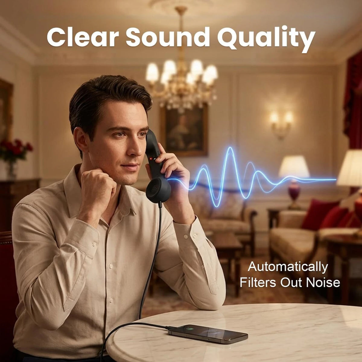 RetroVibe Type-C Retro Phone Handset – Classic Vintage Style Phone Receiver |  Wired Handset Smartphone Microphone Portable Gift PC Tablet Hybrid Work Call Video Conference | Buy 1 Get 1 Free | Only - 799
