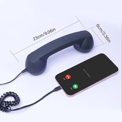 RetroVibe Type-C Retro Phone Handset – Classic Vintage Style Phone Receiver |  Wired Handset Smartphone Microphone Portable Gift PC Tablet Hybrid Work Call Video Conference | Buy 1 Get 1 Free | Only - 799