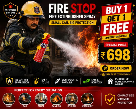 💥FIRESTOP Portable Fire Extinguisher Spray | Quick Fire Protection for Home, Car & Kitchen | Buy 1 Get 1 Free| ONLY ₹698