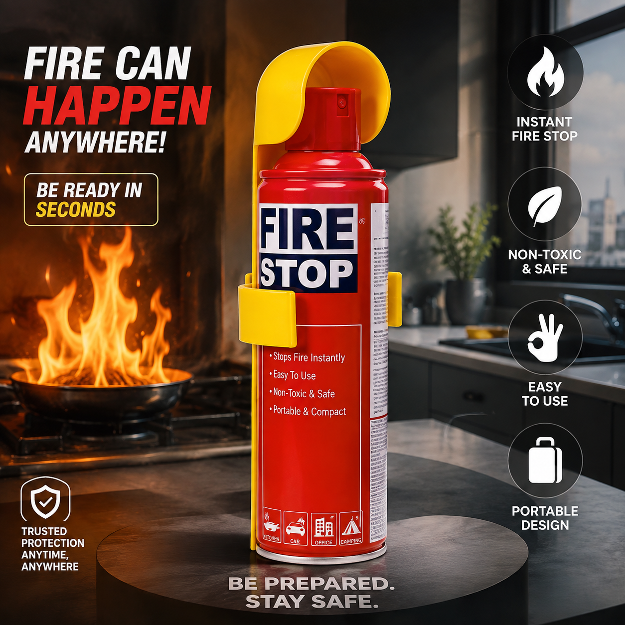 💥FIRESTOP Portable Fire Extinguisher Spray | Quick Fire Protection for Home, Car & Kitchen | Buy 1 Get 1 Free| ONLY ₹698