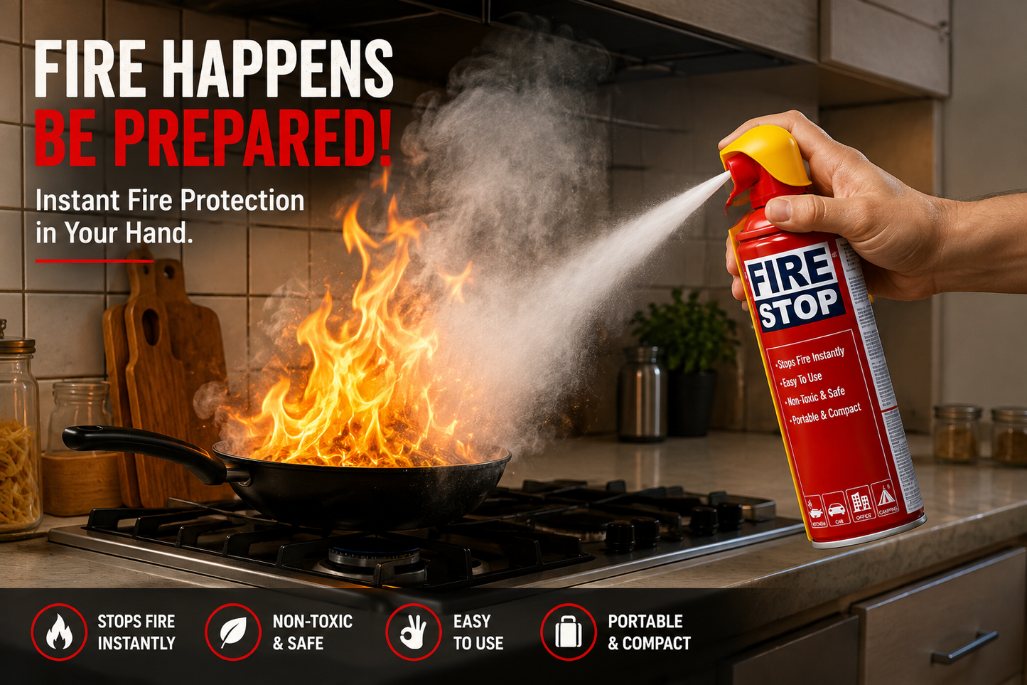 💥FIRESTOP Portable Fire Extinguisher Spray | Quick Fire Protection for Home, Car & Kitchen | Buy 1 Get 1 Free| ONLY ₹698