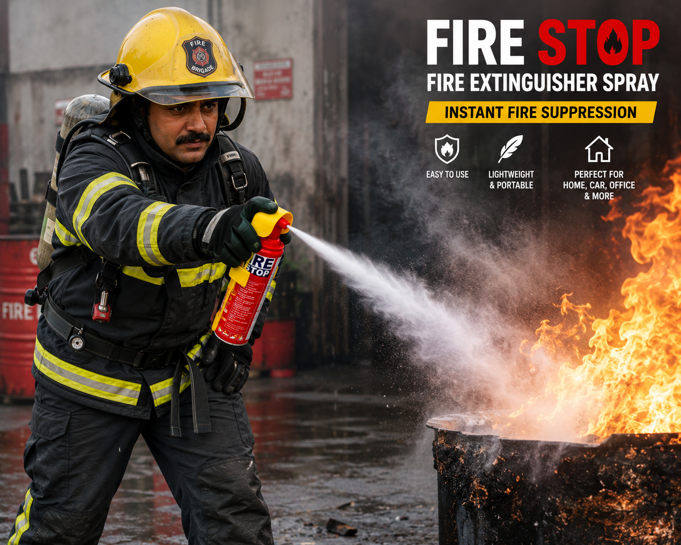 💥FIRESTOP Portable Fire Extinguisher Spray | Quick Fire Protection for Home, Car & Kitchen | Buy 1 Get 1 Free| ONLY ₹698