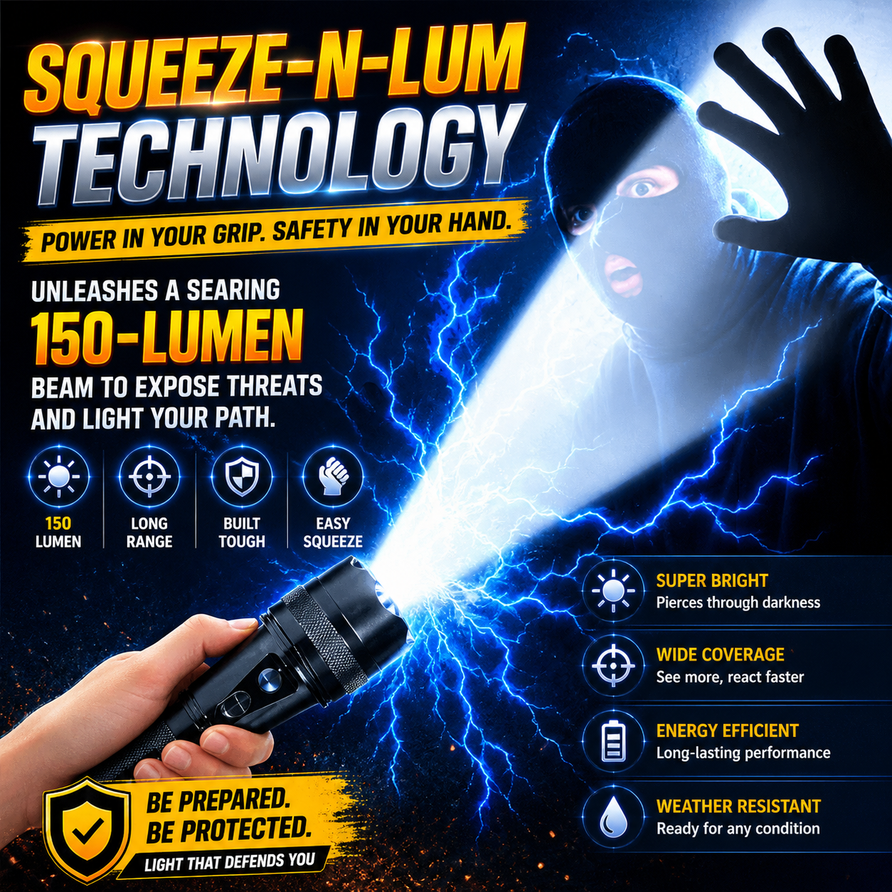 🛡️ VoltGuard X95 – Rechargeable LED Torch | Powerful LED Torch for Home, Travel & Outdoor Use